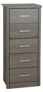 Laggan Narrow Chest Of 5 Drawers In Black Wood Grain