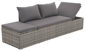 Levi Outdoor Rattan Lounge Bed In Grey With Cushion And Pillow