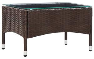 Macy Rattan Garden Coffee Table Small In Brown With Glass Top