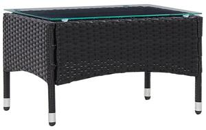 Macy Rattan Garden Coffee Table Small In Black With Glass Top