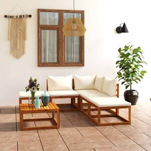 Basile Solid Wood 6 Piece Garden Lounge Set With Cream Cushions