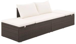 Levi Outdoor Rattan Lounge Bed In Brown With Cushion And Pillow