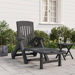 Cait Polypropylene Folding Sun Lounger With Wheels In Anthracite