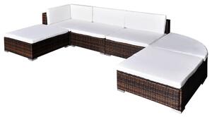 Flore Rattan 6 Piece Garden Lounge Set With Cushions In Brown