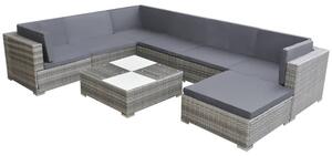 Nova Rattan 8 Piece Garden Lounge Set With Cushions In Grey