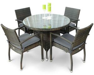 Arlo Outdoor Rattan Round Dining Table And 4 Arlo Armchairs