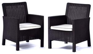 Mili Brown Rattan Effect Tub Armchairs In Pair