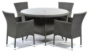 Onyx Round Dining Table And 4 High Back Armchairs In Grey