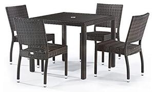 Arlo Rattan Square Dining Table And 4 Arlo Side Chairs