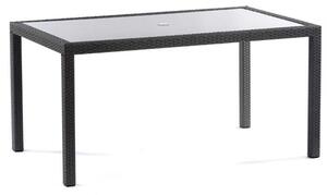 Onyx Rattan Dining Table Rectangular In Grey With Glass Top