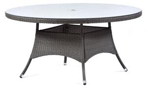 Onyx Rattan Dining Table Large Round In Grey With Glass Top