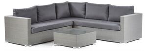 Onyx Rattan Corner Sofa Small And Glass Top Coffee Table