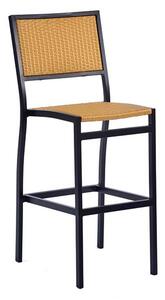 Oderico Outdoor Bar Chair In Black With Teak Rattan