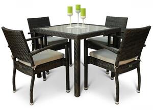 Arlo Rattan Dining Table Square And 4 Arlo Side Chairs