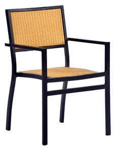 Oderico Outdoor Armchair In Black With Teak Rattan