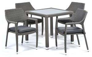 Onyx Outdoor Rattan Square Dining Table And 4 Armchairs