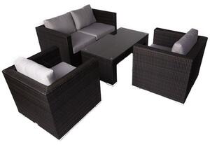 Arlo Rattan Classic Lounge Set With Glass Top Table In Brown