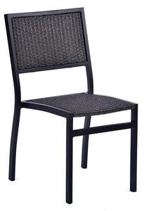 Oderico Outdoor Side Chair In Black With Grey Rattan