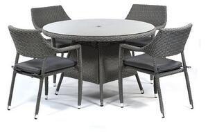 Onyx Outdoor Rattan Round Dining Table And 4 Armchairs In Grey