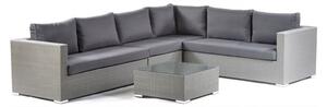 Onyx Rattan Corner Sofa Large And Glass Top Coffee Table