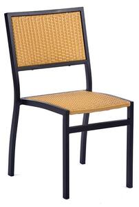 Oderico Outdoor Side Chair In Black With Teak Rattan