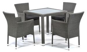 Onyx Rattan Square Dining Table And 4 High Back Armchairs