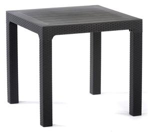 Mili Polypropylene Dining Table Square In Anthracite Rattan Effect