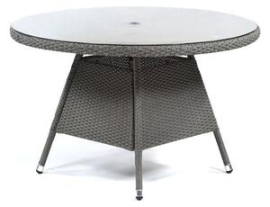 Onyx Rattan Dining Table Small Round In Grey With Glass Top