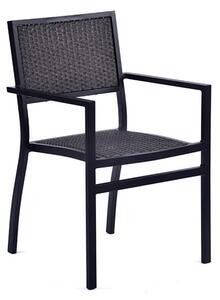 Oderico Outdoor Armchair In Black With Grey Rattan