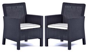 Mili Anthracite Rattan Effect Tub Armchairs In Pair