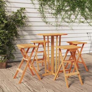 Biloxi Solid Wood Teak 5 Piece Folding Bar Set In Natural