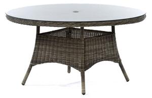 Ryker Rattan Dining Table Large Round In Brown With Glass Top