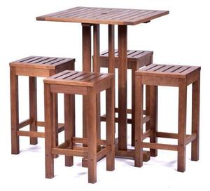 Danil Commercial Hardwood Bar Table Square And 4 Bar Stools