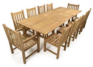 Bayle Extendable Teak Wood Dining Set With 10 Chairs