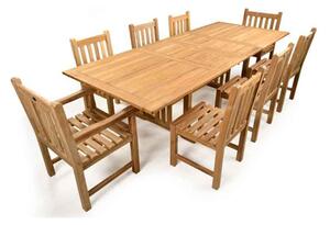 Bayle Extendable Teak Wood Dining Set With 8 Chairs