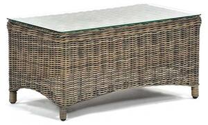 Ryker Rattan Coffee Table Rectangular In Brown With Glass Top