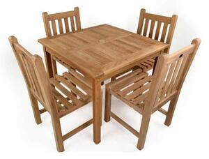 Willow Teak Wood Dining Table Square With 4 Side Chairs