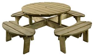 Abbie Scandinavian Pine Picnic Table Round With Benches