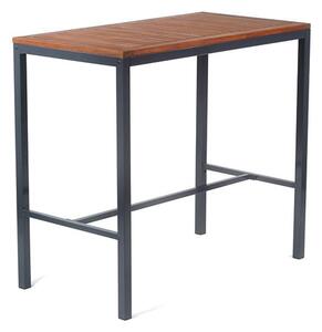 Dylan Hardwood Bar Table Rectangular In Brown With Metal Frame