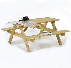 Jairo Wooden Picnic Table With 6 Seater Benches In Green Pine