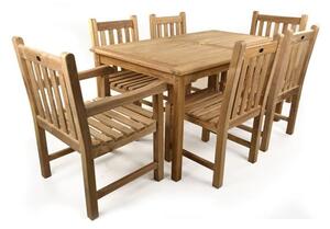 Willow Teak Dining Table With 4 Side Chairs And 2 Armchairs