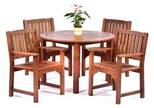 Danil Hardwood Dining Table Round And 4 Armchairs