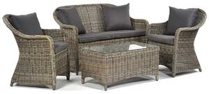 Ryker Rattan Lounge Sofa Set With Glass Top Coffee Table