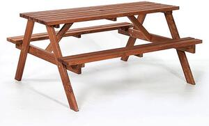 Caius Timber Picnic Table With Benches In Oak Brown