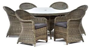 Ryker Outdoor Rattan Round Dining Table And 6 Armchairs