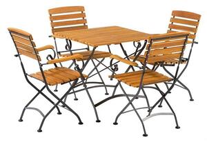 Noah Acacia Folding Dining Table Square With 4 Arm Chairs