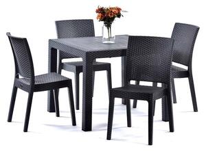 Misty Polypropylene Dining Table Square With 4 Side Chairs