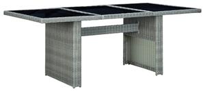 Cielo Garden Glass Top Dining Table In Light Grey Poly Rattan