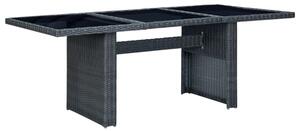 Cielo Garden Glass Top Dining Table In Dark Grey Poly Rattan