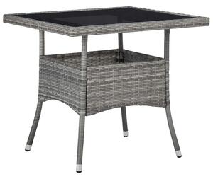 Beile Outdoor Glass Top Dining Table In Grey Poly Rattan